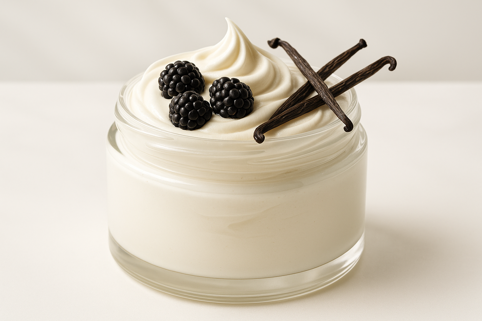 whipped body butter with black rasberries and vanilla