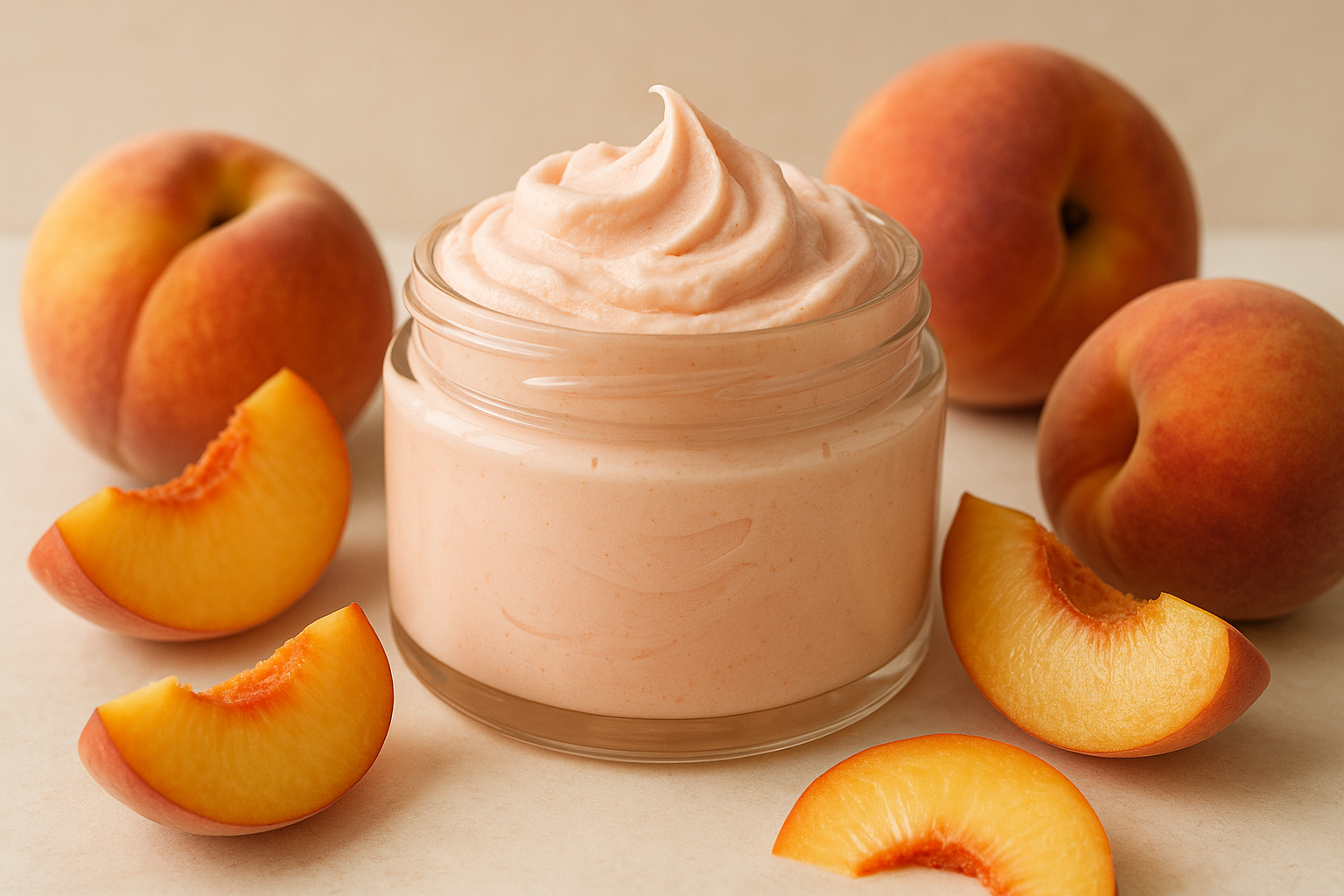 whipped body butter with peaches
