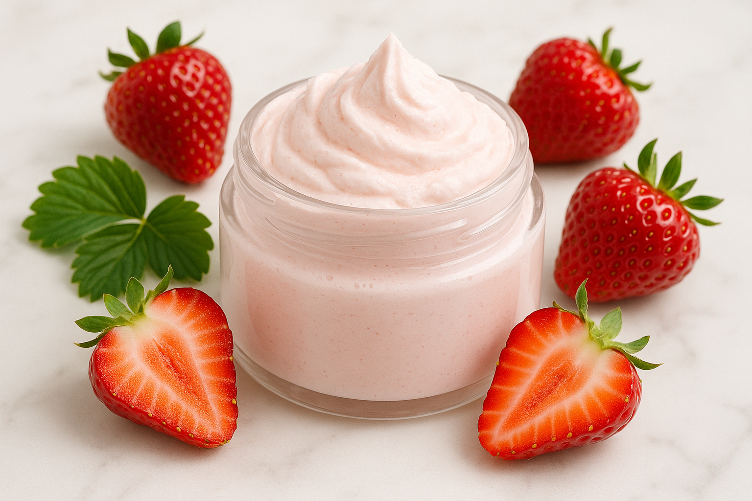 whipped body butter with strawberries