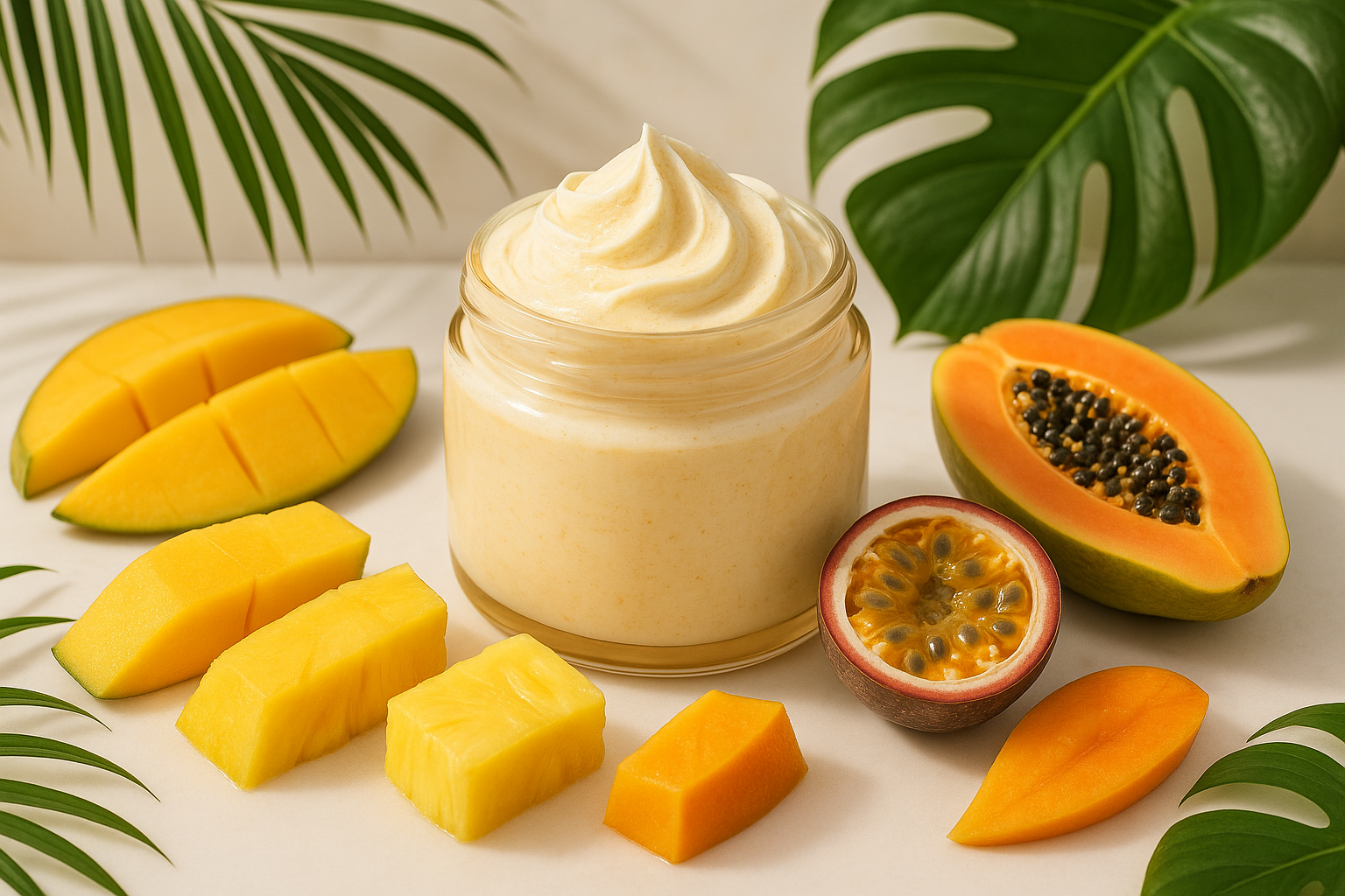 whipped body butter with tropical fruit blend